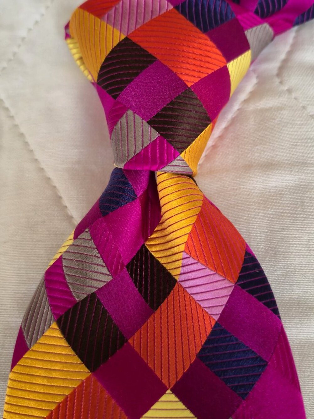 Duchamp London Woven Silk Repp Gingham Tie Made in England Classic Pattern